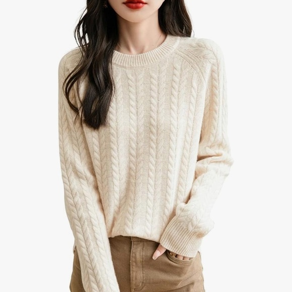 NWT Treasure & Bond Ivory Cableknit Crew Neck “Grandpa” Sweater Size XL - Picture 1 of 16